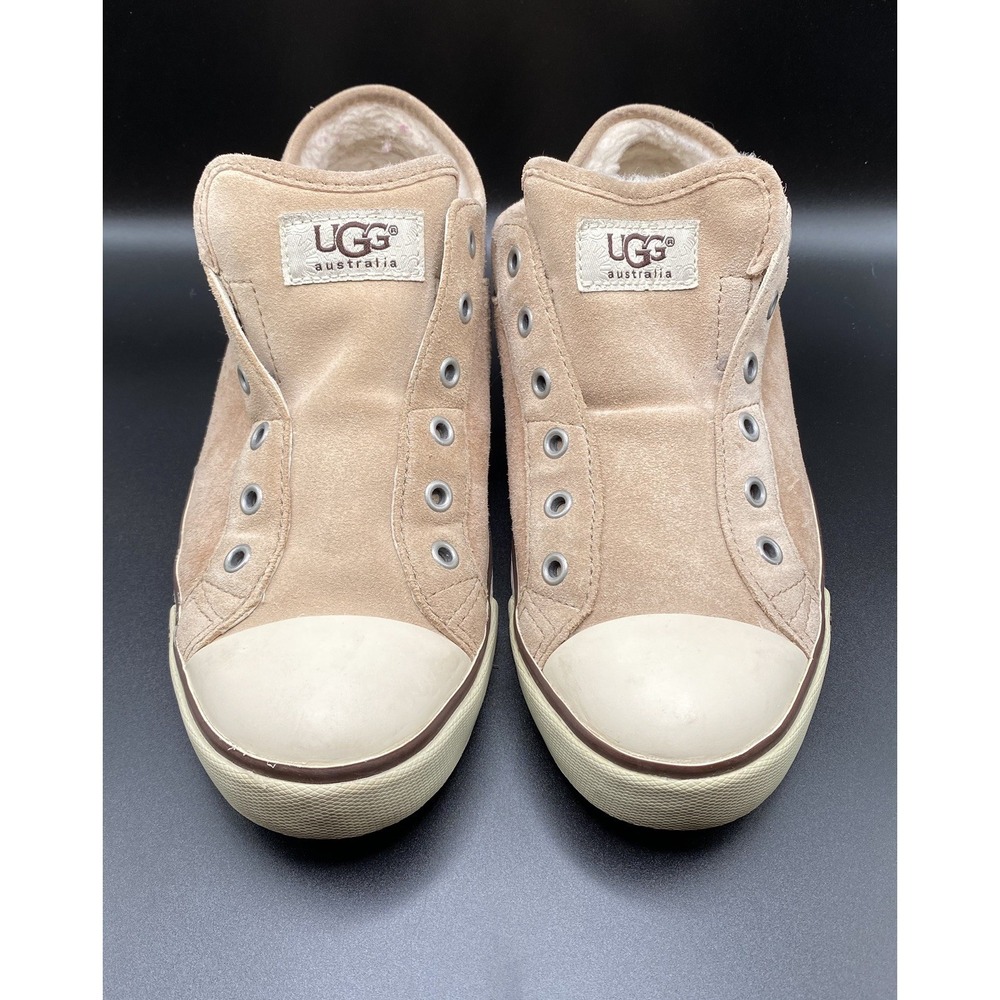 UGG Australia Laela Size 7 Beige Suede Shearling Slip On Sneakers Casual